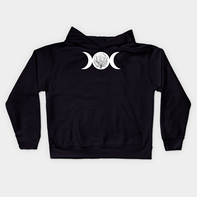 Triple Moon with Tree of Life Kids Hoodie by Tee's Tees